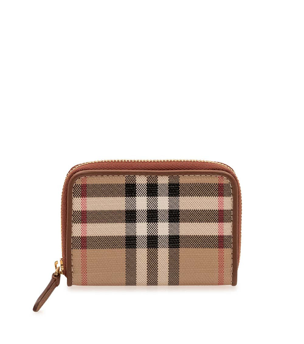 Beige Check Zip Wallet 1