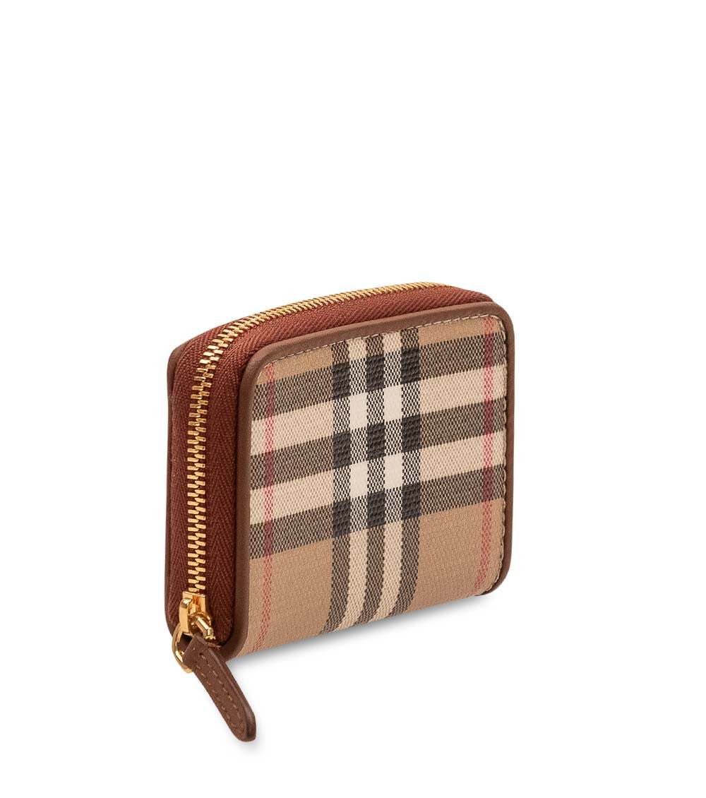 Beige Check Zip Wallet 2