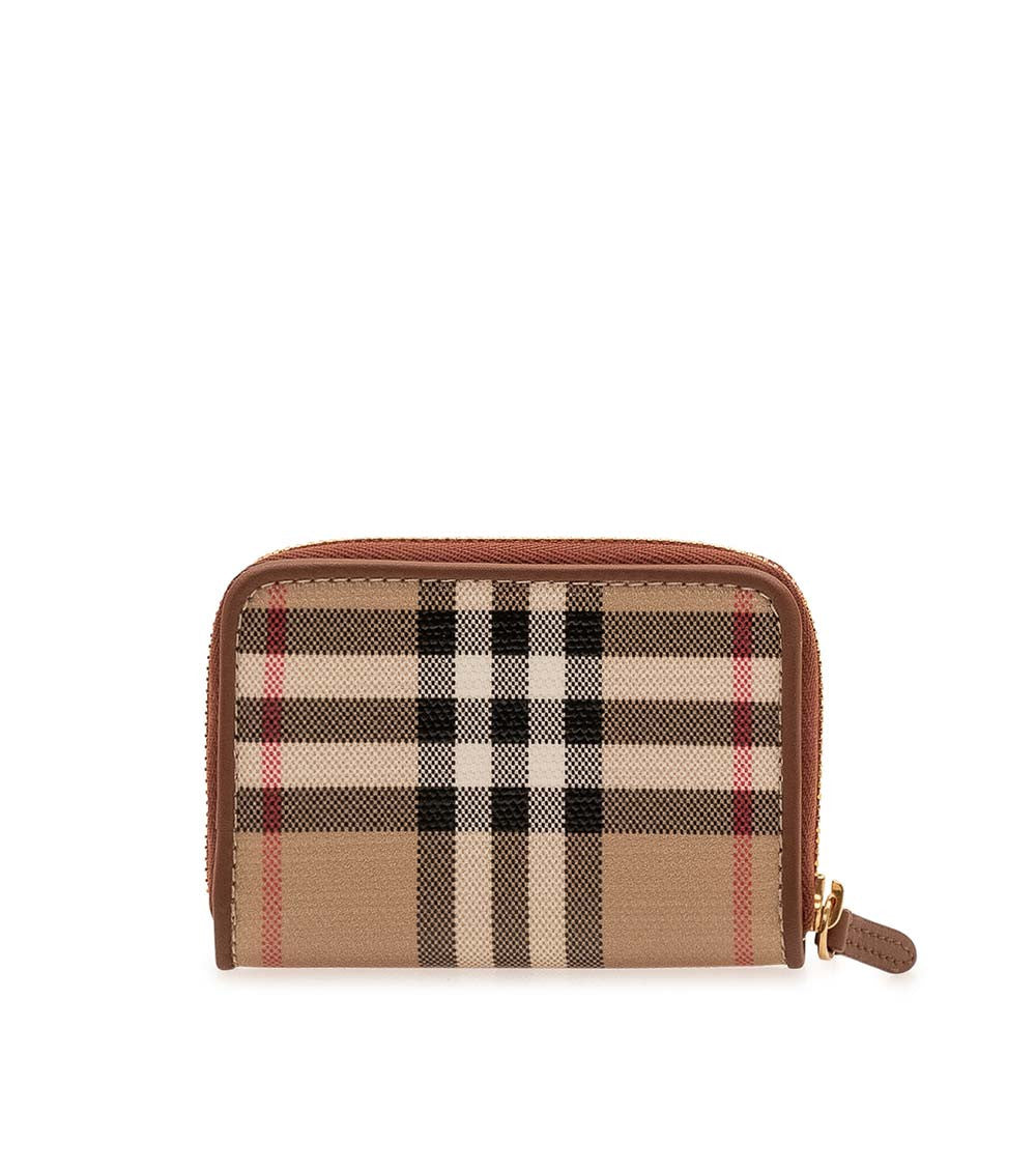 Beige Check Zip Wallet 3
