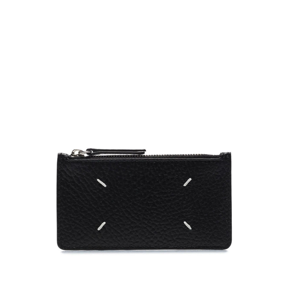 Black Four-Stitch Textured Wallet 1