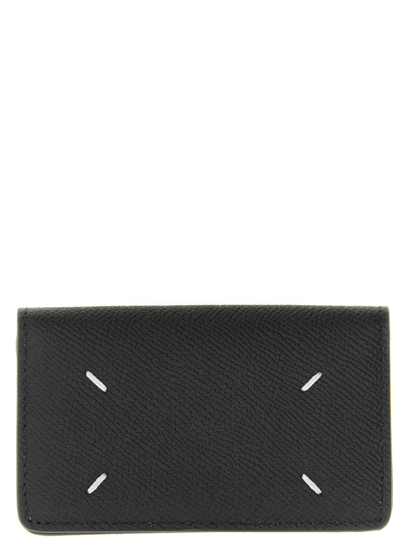 Black Four Stitches Textured Wallet 1