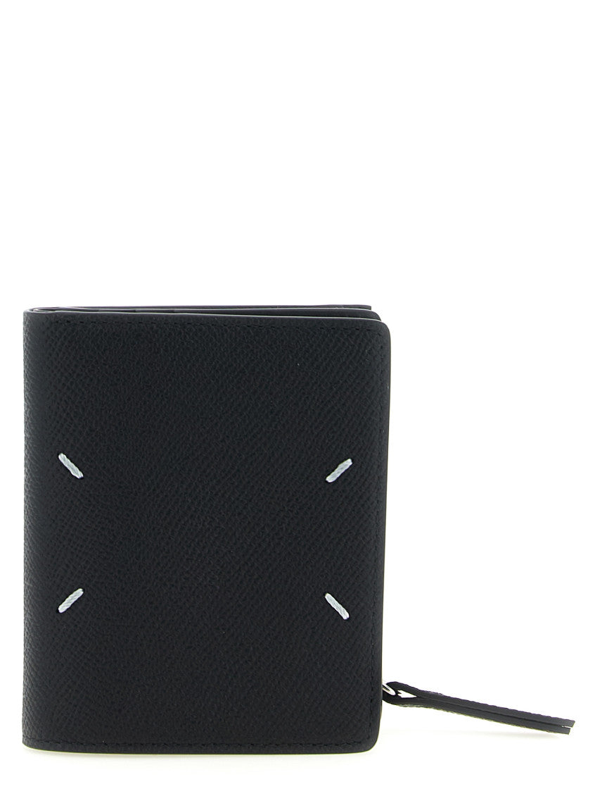 Black Four Stitches Textured Zip Wallet 1