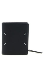 Black Four Stitches Textured Zip Wallet 1
