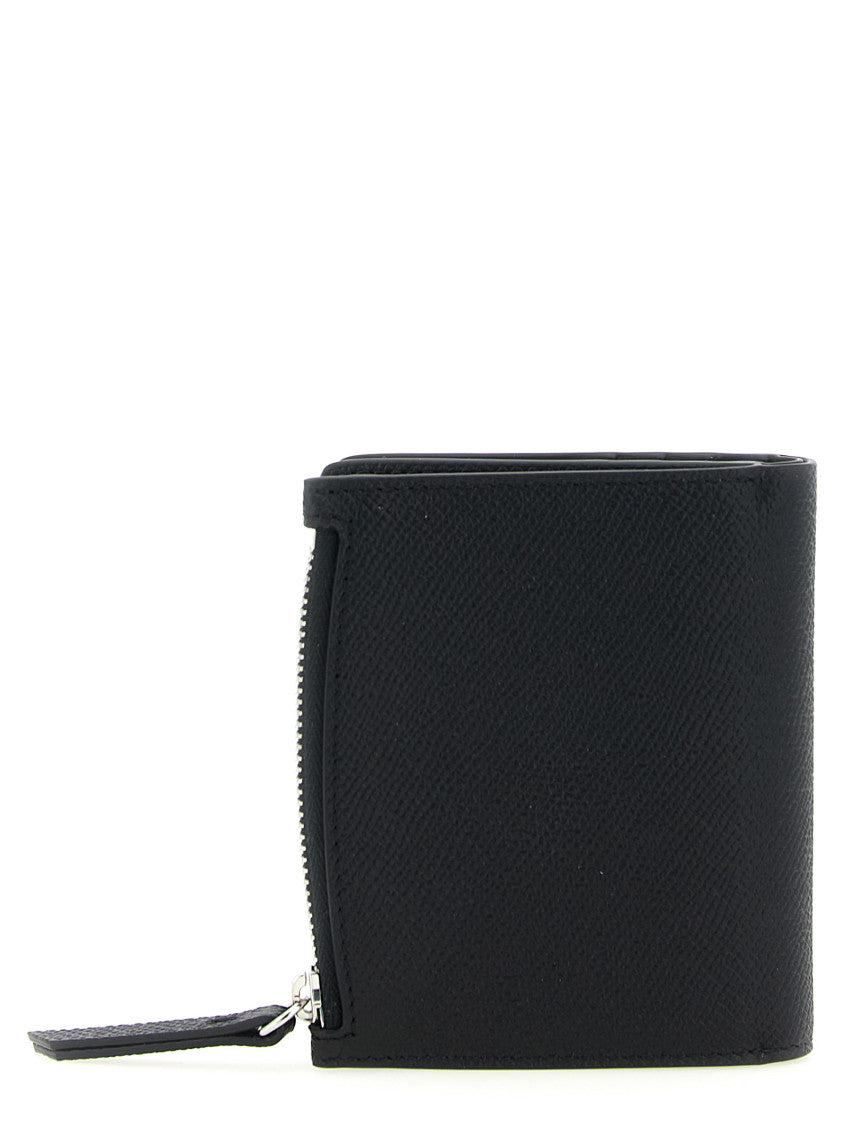 Black Four Stitches Textured Zip Wallet 2
