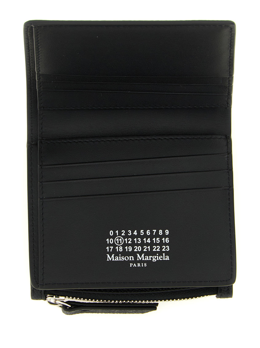 Black Four Stitches Textured Zip Wallet 3