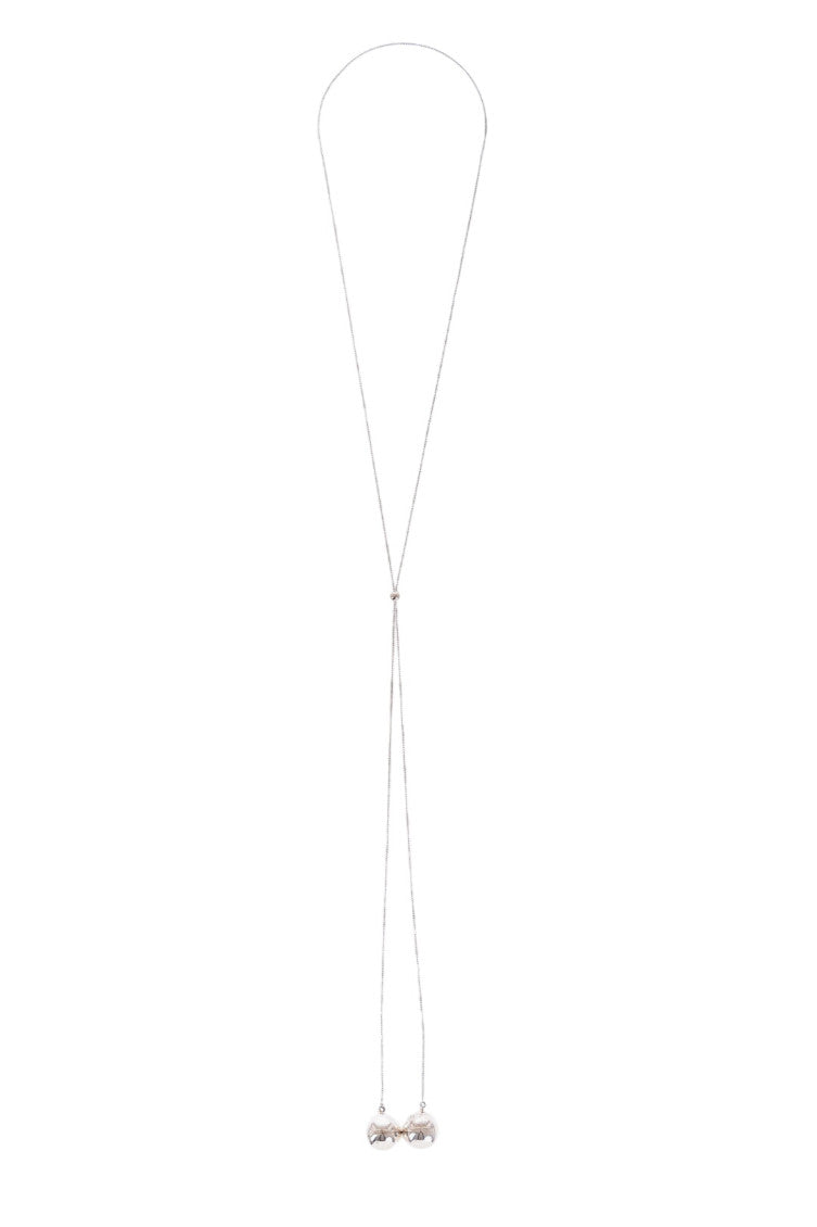 Silver Double Sphere Pendant Necklace 1