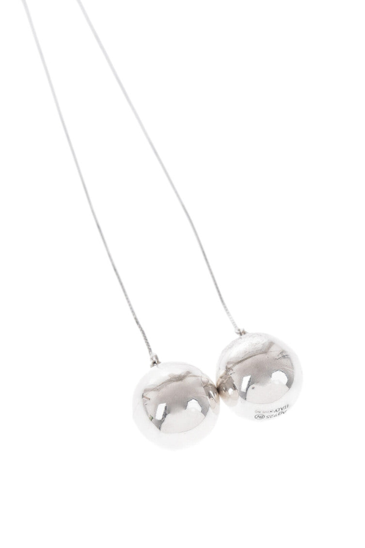 Silver Double Sphere Pendant Necklace 2