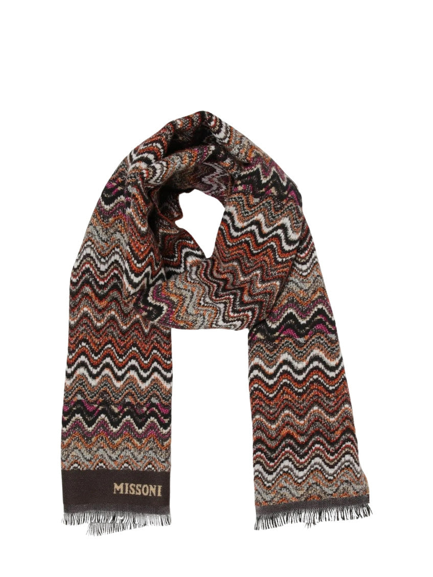 Brown Chevron Pattern Scarf 2