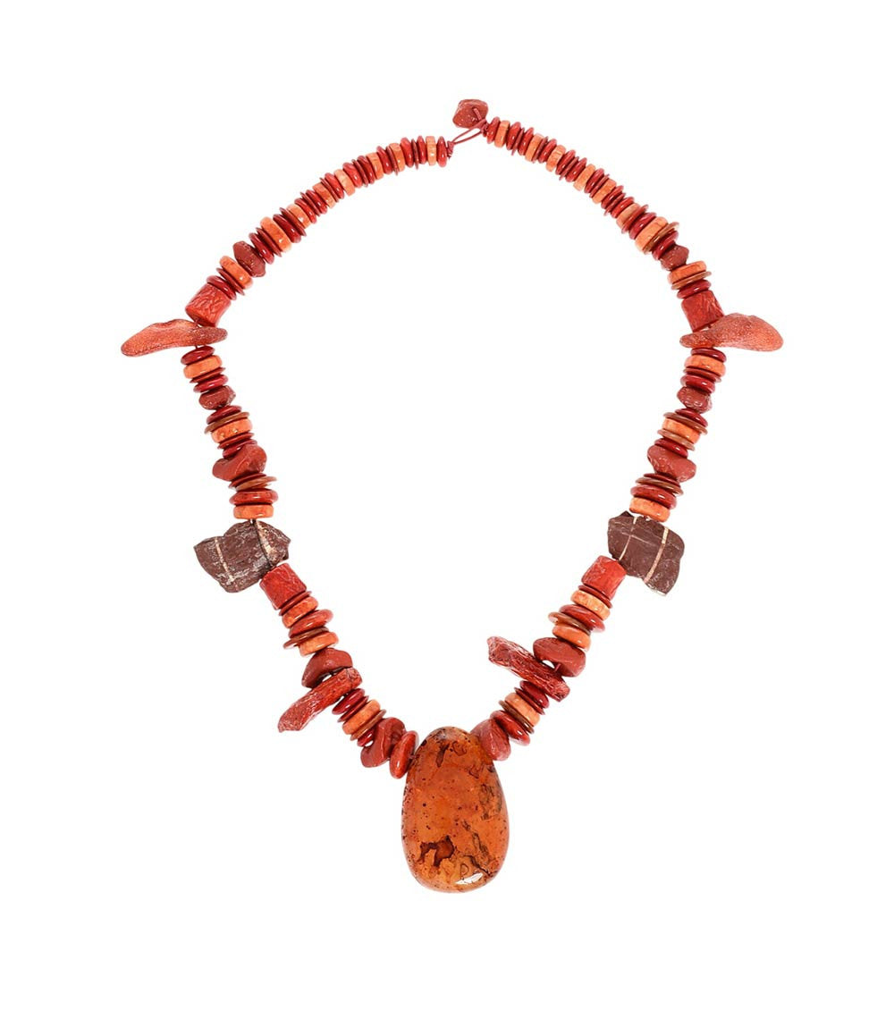 Red Maxi Stone Pendant Necklace 1