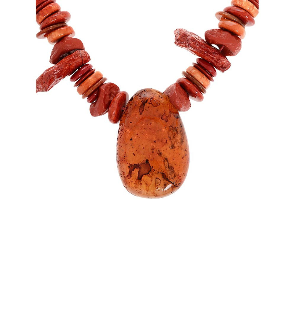 Red Maxi Stone Pendant Necklace 2