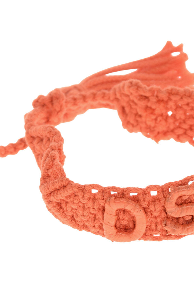 Orange Monogram Crochet Bracelet 3