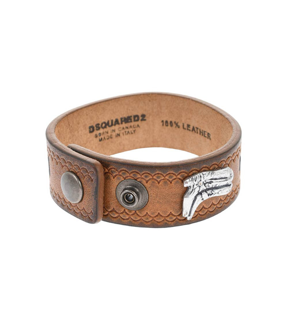 Brown Logo Leather Bracelet 1