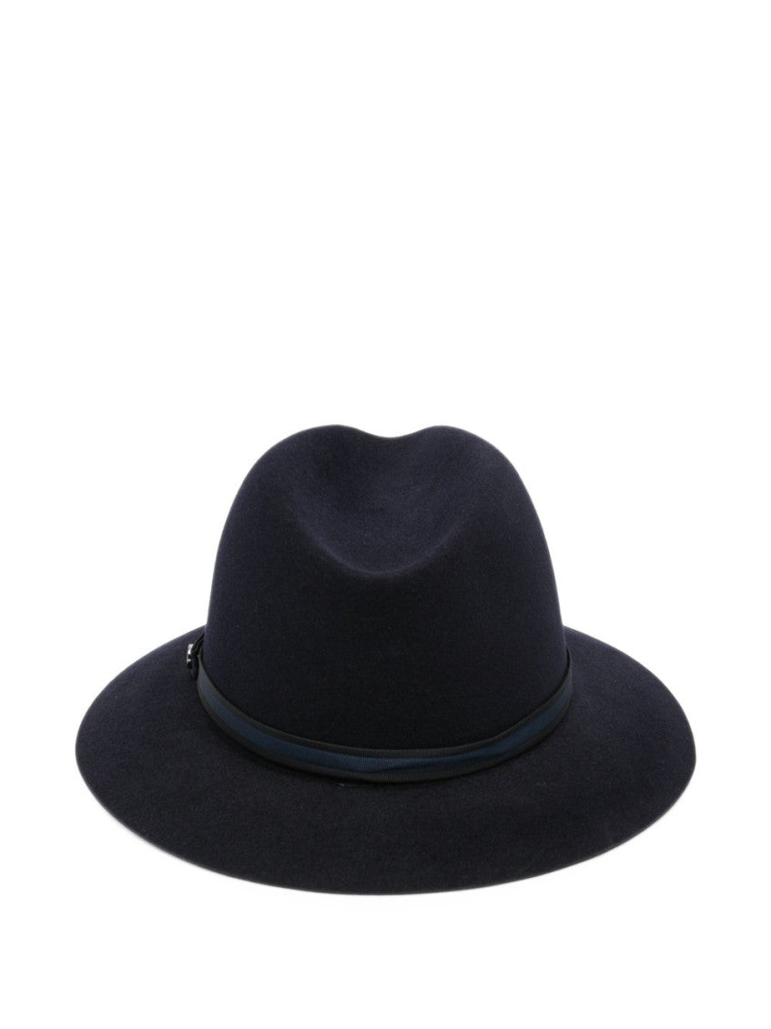 Navy Blue Solid Fedora Hat 1