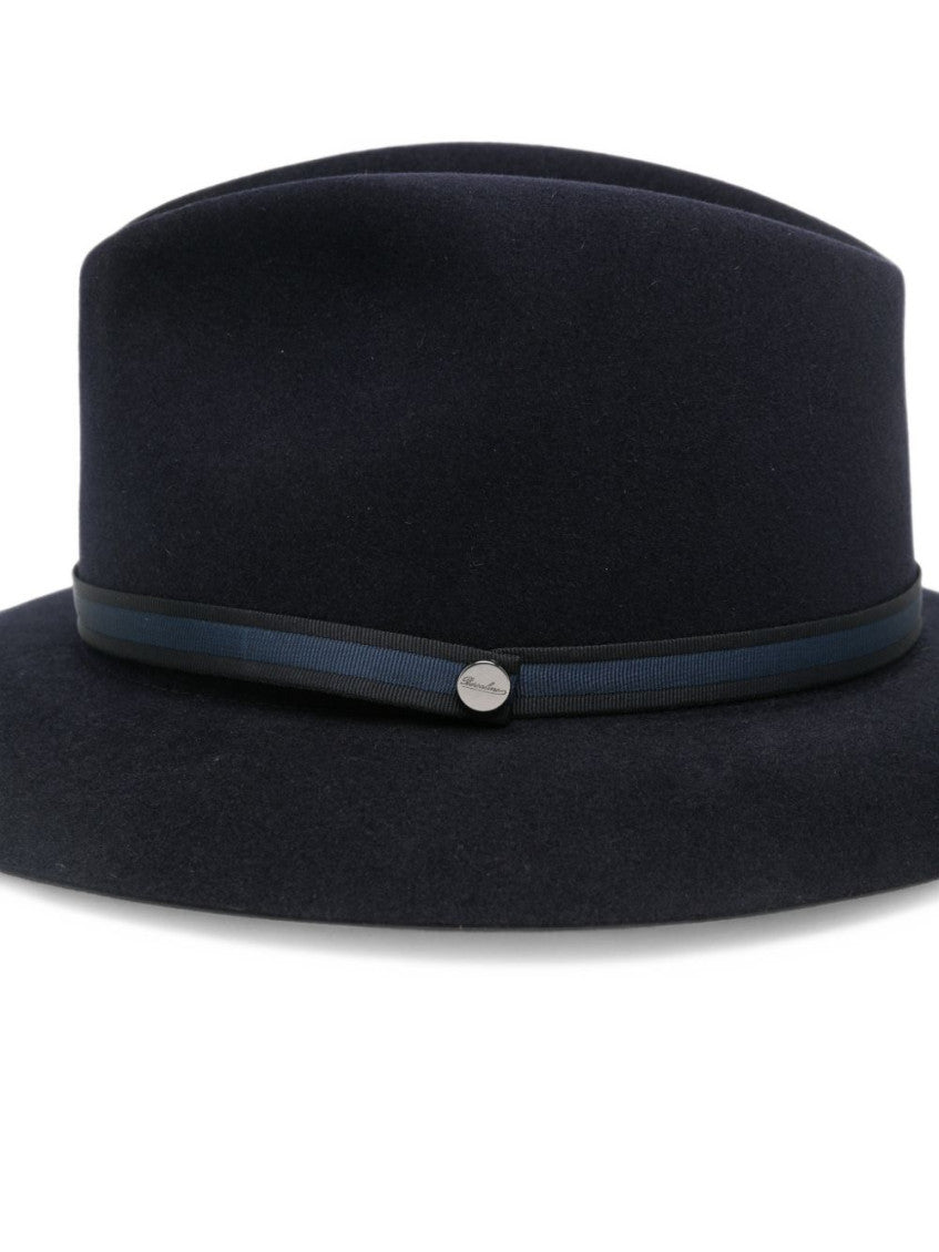 Navy Blue Solid Fedora Hat 3