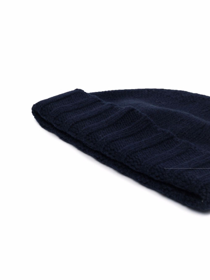 Navy Blue Knitted Beanie Cap 2