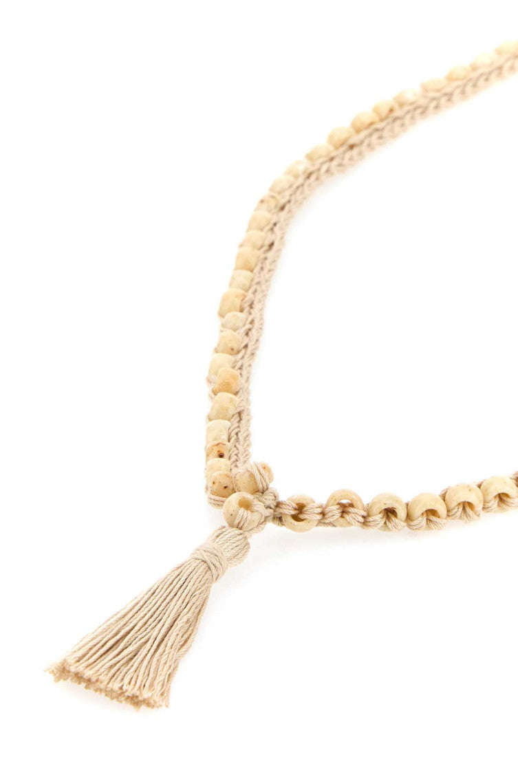 Beige Embellished Crochet Necklace 2