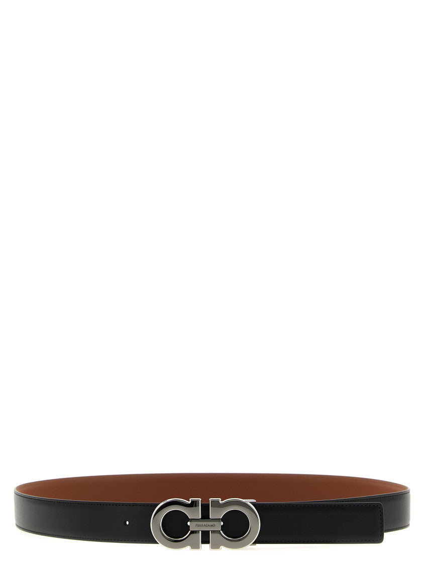 Black Brown Gancini Reversible Belt 1