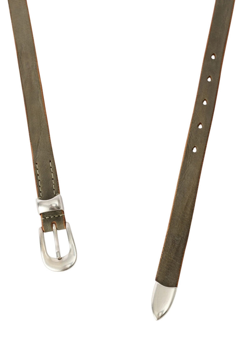 Grey Brown Cintura Solid Belt 2