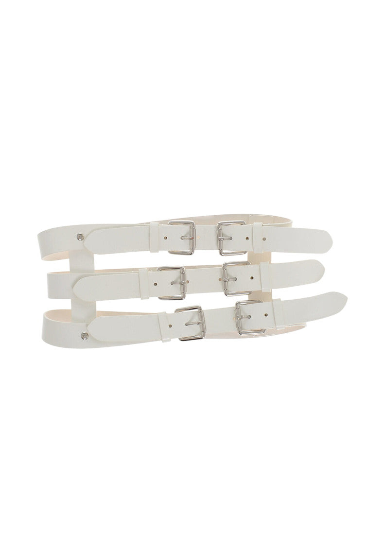 White Triple Solid Belt 1