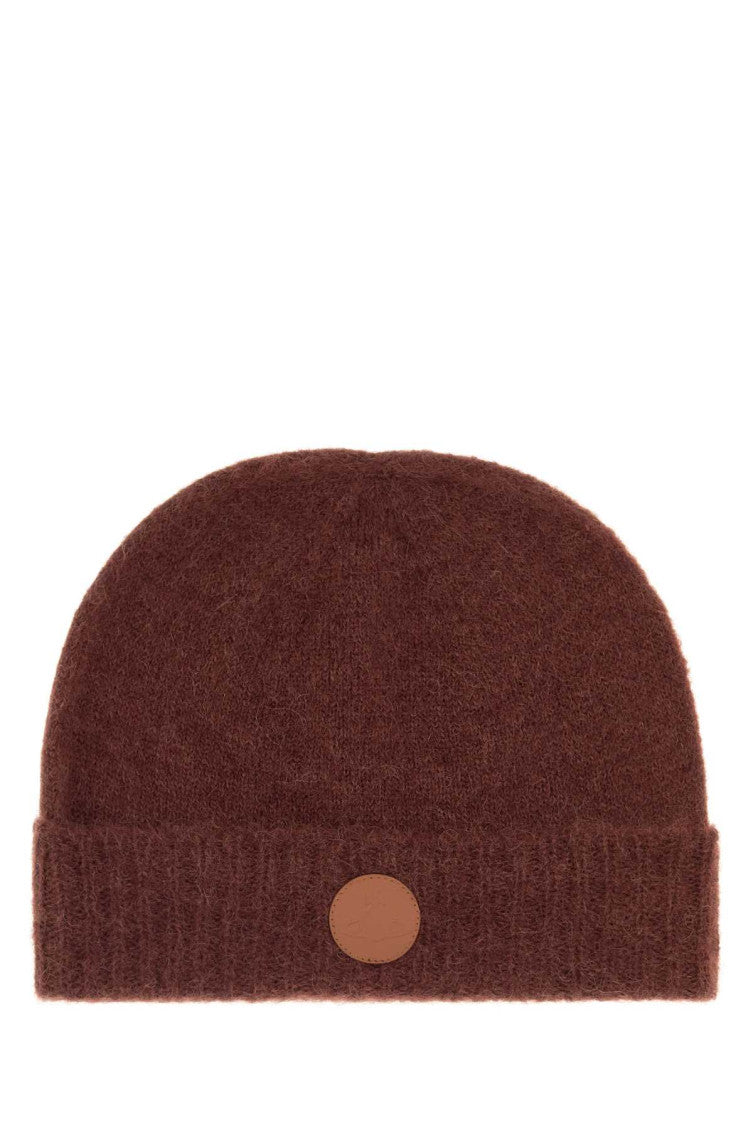 Brown Fluffy Solid Beanie Cap 1