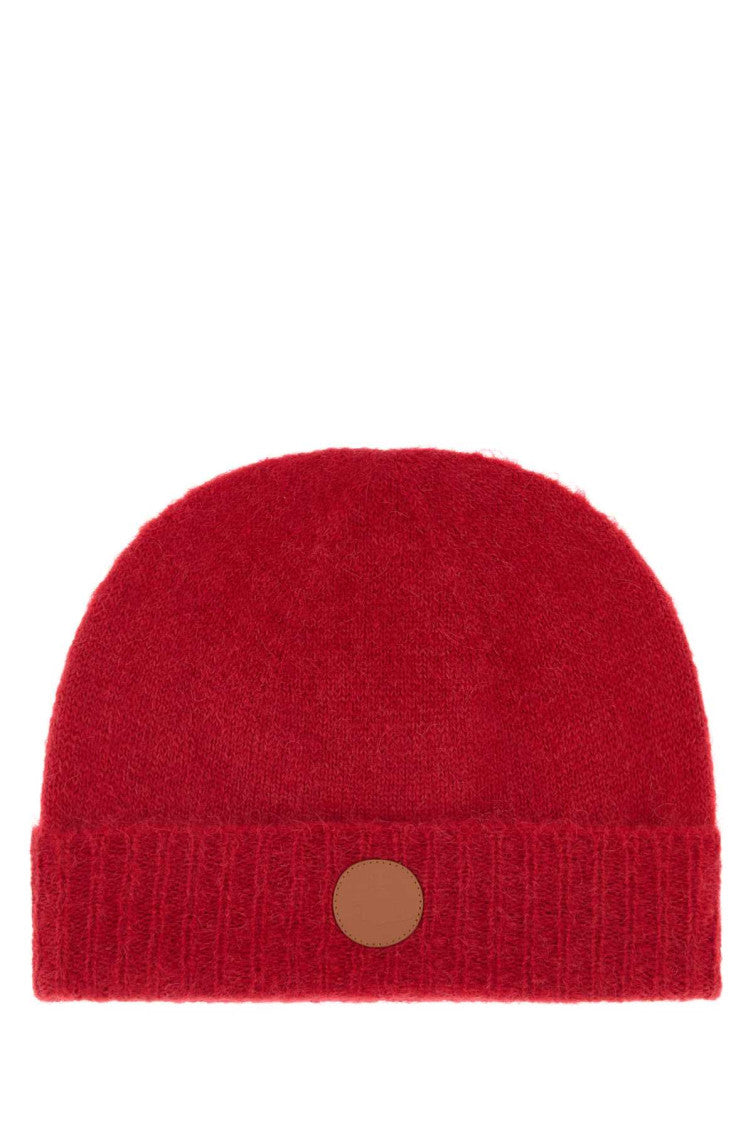 Red Fluffy Solid Beanie Cap 1