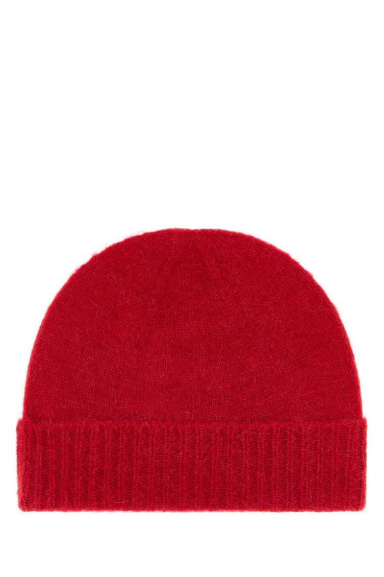 Red Fluffy Solid Beanie Cap 2
