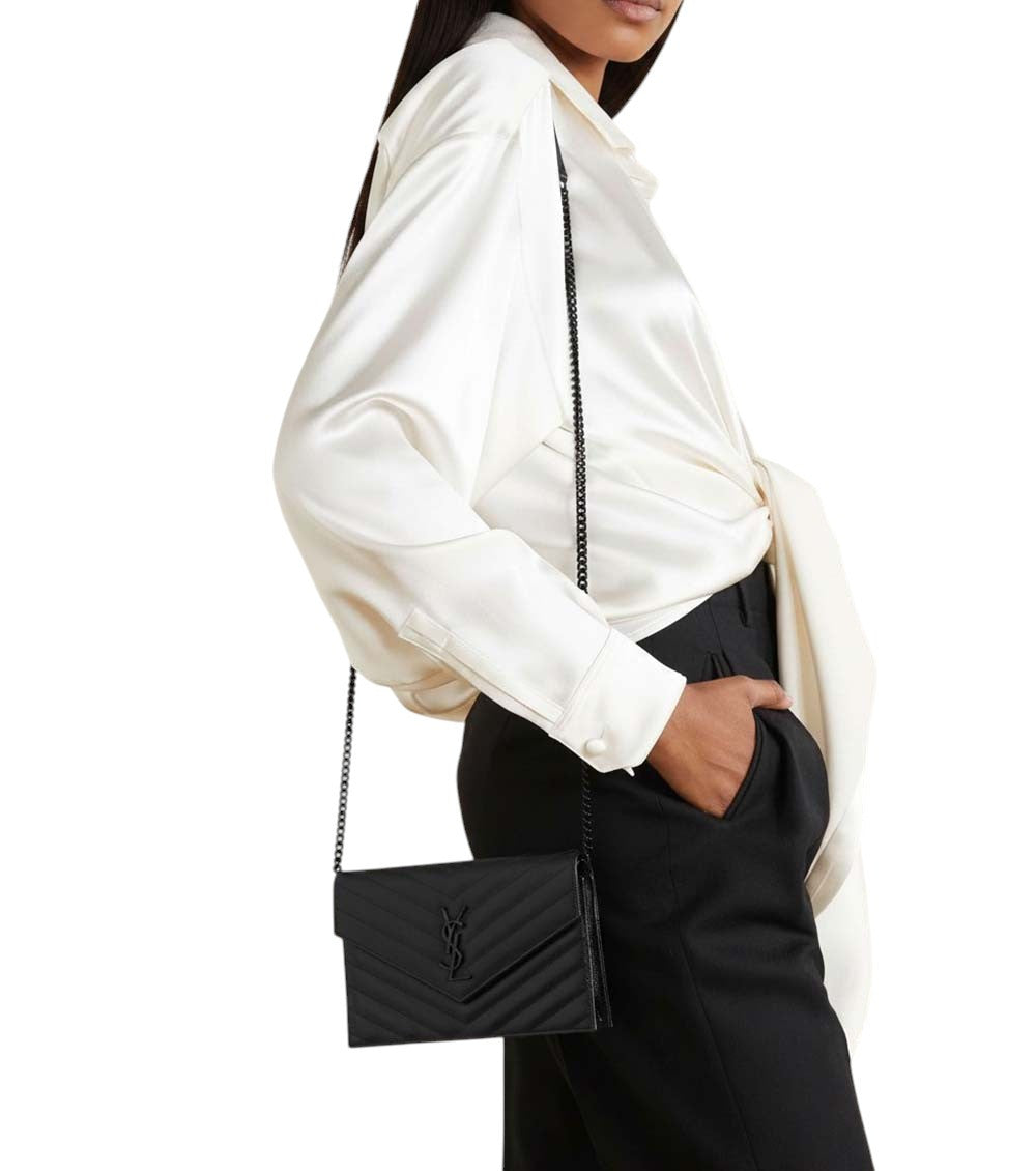 Black Cassandre Envelope Mini Crossbody 5