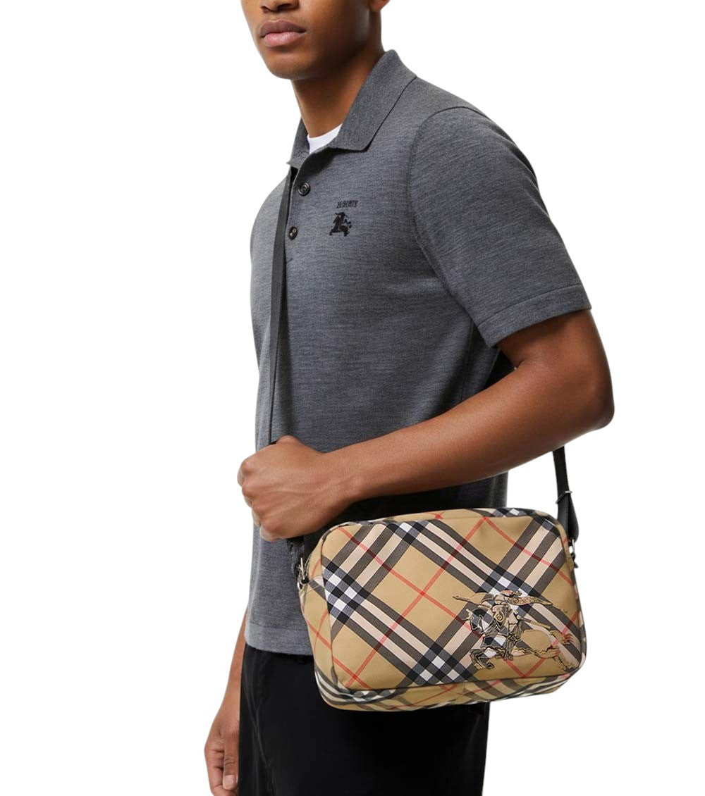 Beige Check Small Crossbody Bag 5