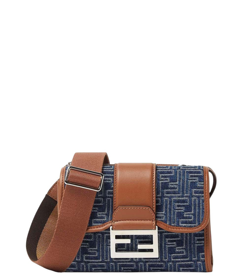 Denim Baguette Double Mini Crossbody Bag 1