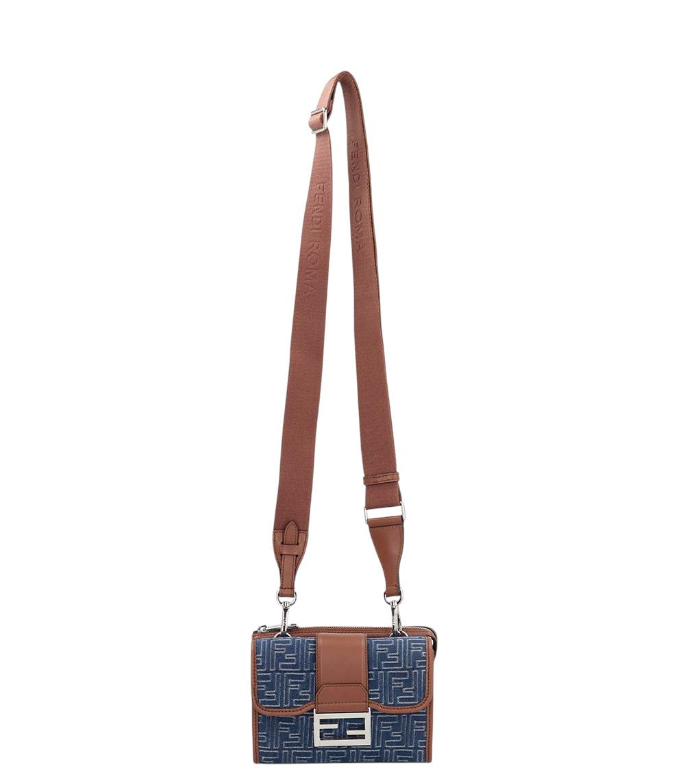 Denim Baguette Double Mini Crossbody Bag 2