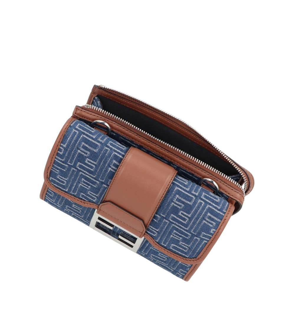 Denim Baguette Double Mini Crossbody Bag 4