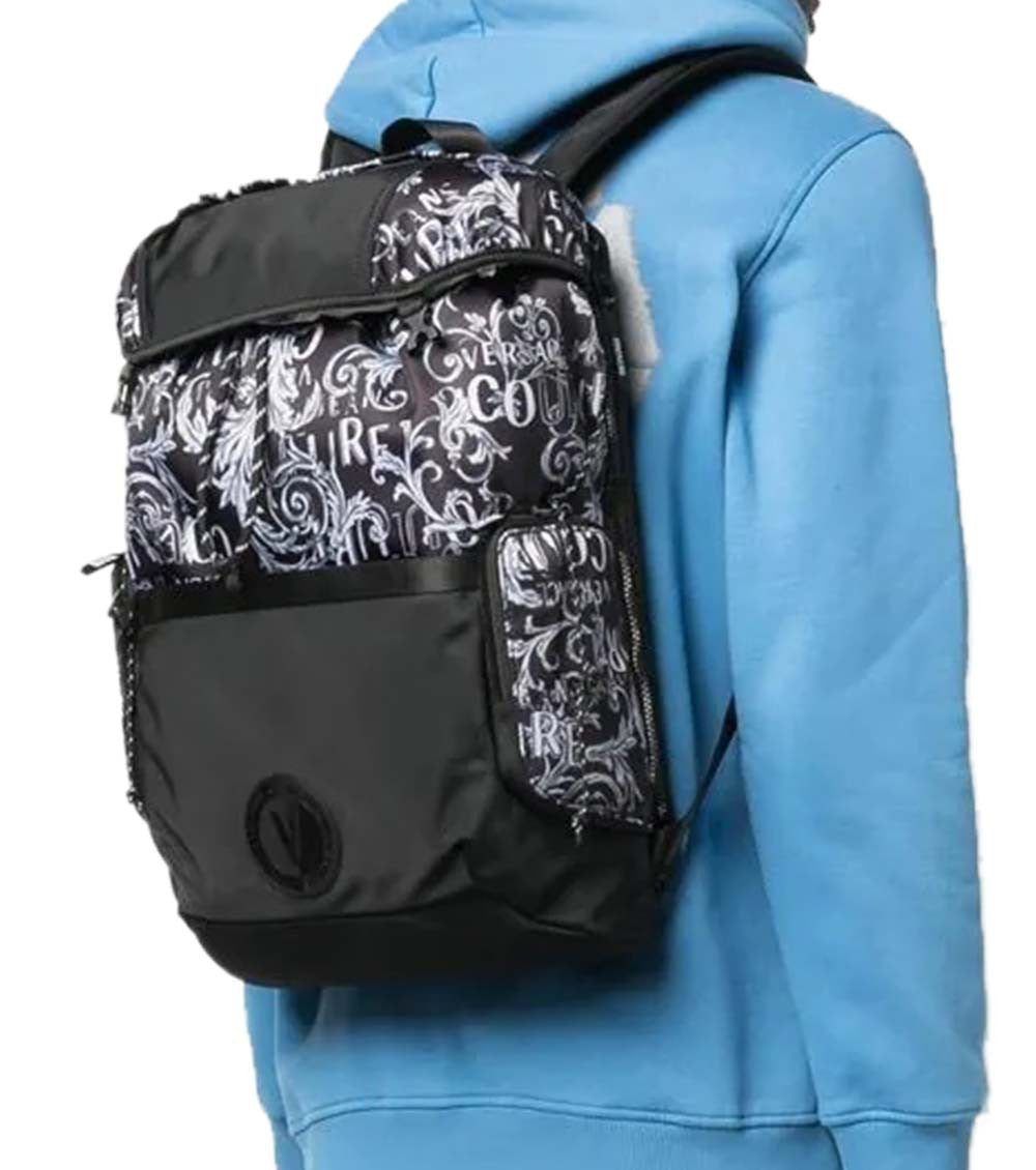 Black All Over Logo Large Backpack 4