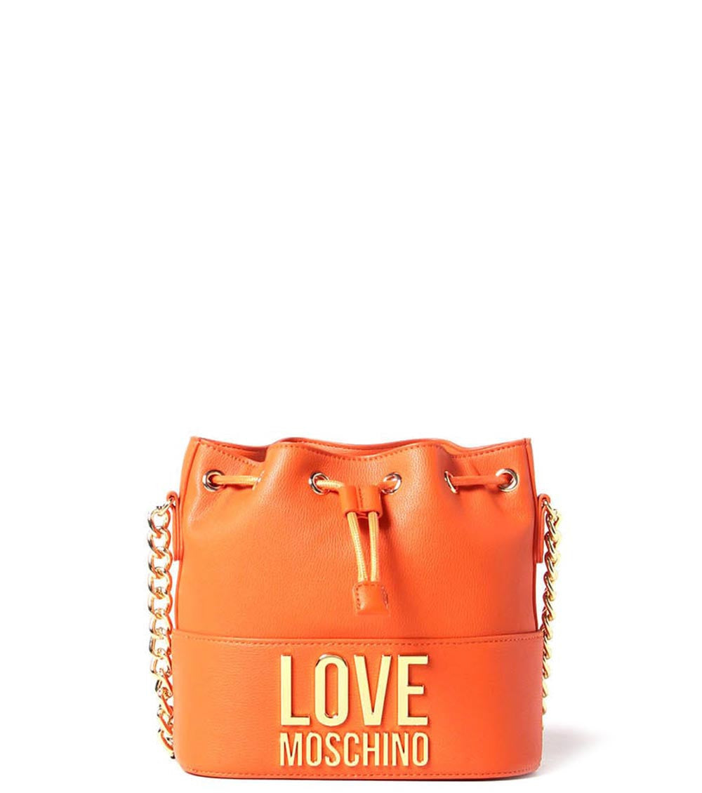 Orange Golden Logo Mini Bucket Bag 1