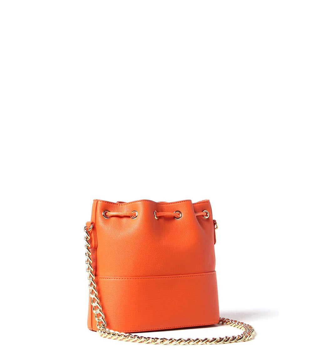 Orange Golden Logo Mini Bucket Bag 2