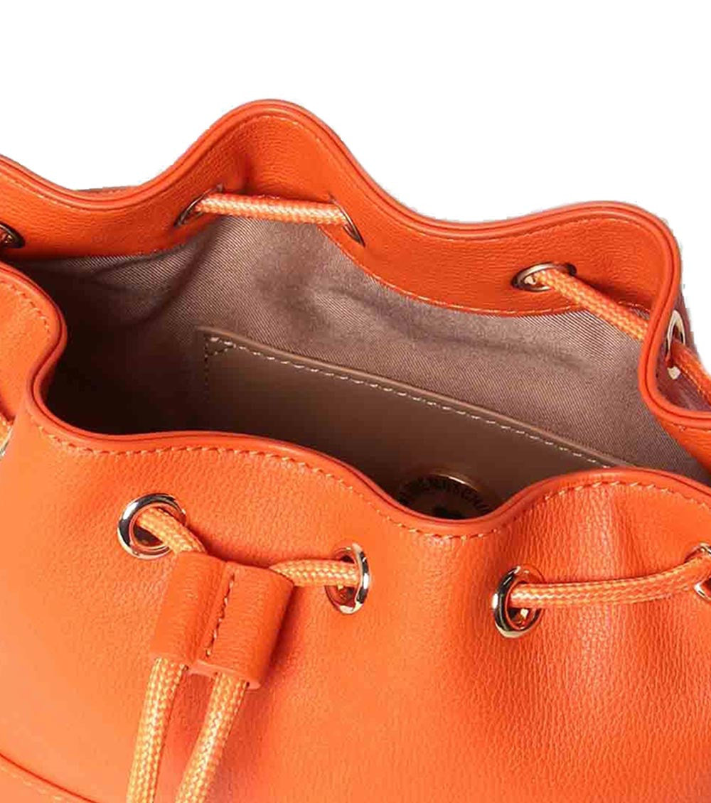 Orange Golden Logo Mini Bucket Bag 3