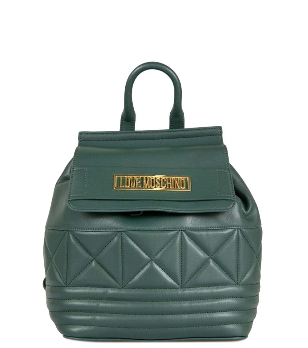 Dark Green Quilted Small Backpack 1