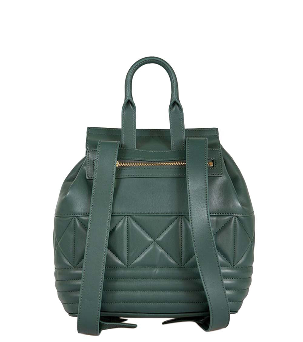 Dark Green Quilted Small Backpack 2