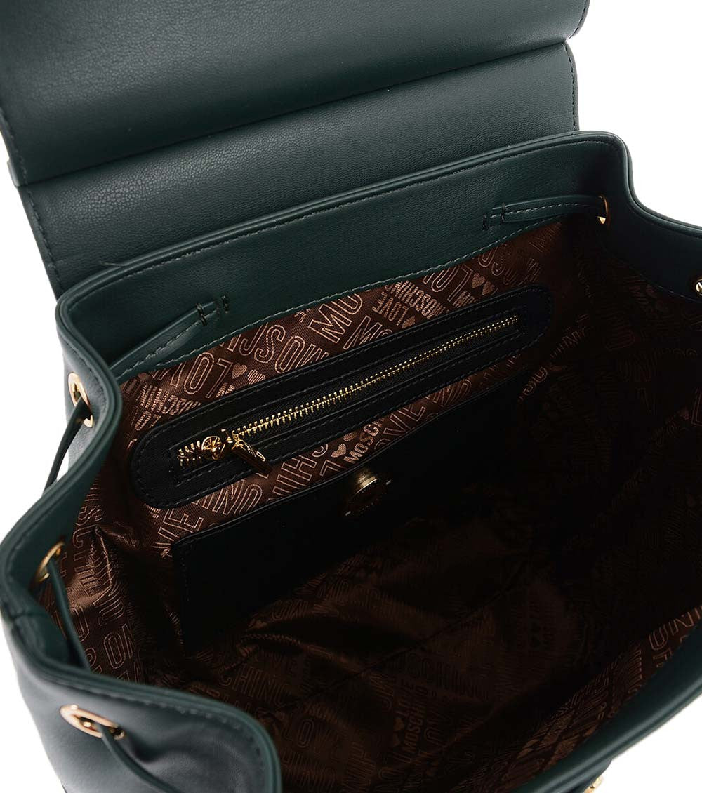 Dark Green Quilted Small Backpack 3