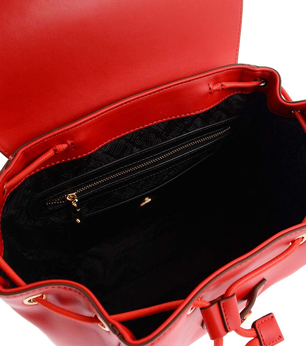 Red Golden Logo Small Backpack 3