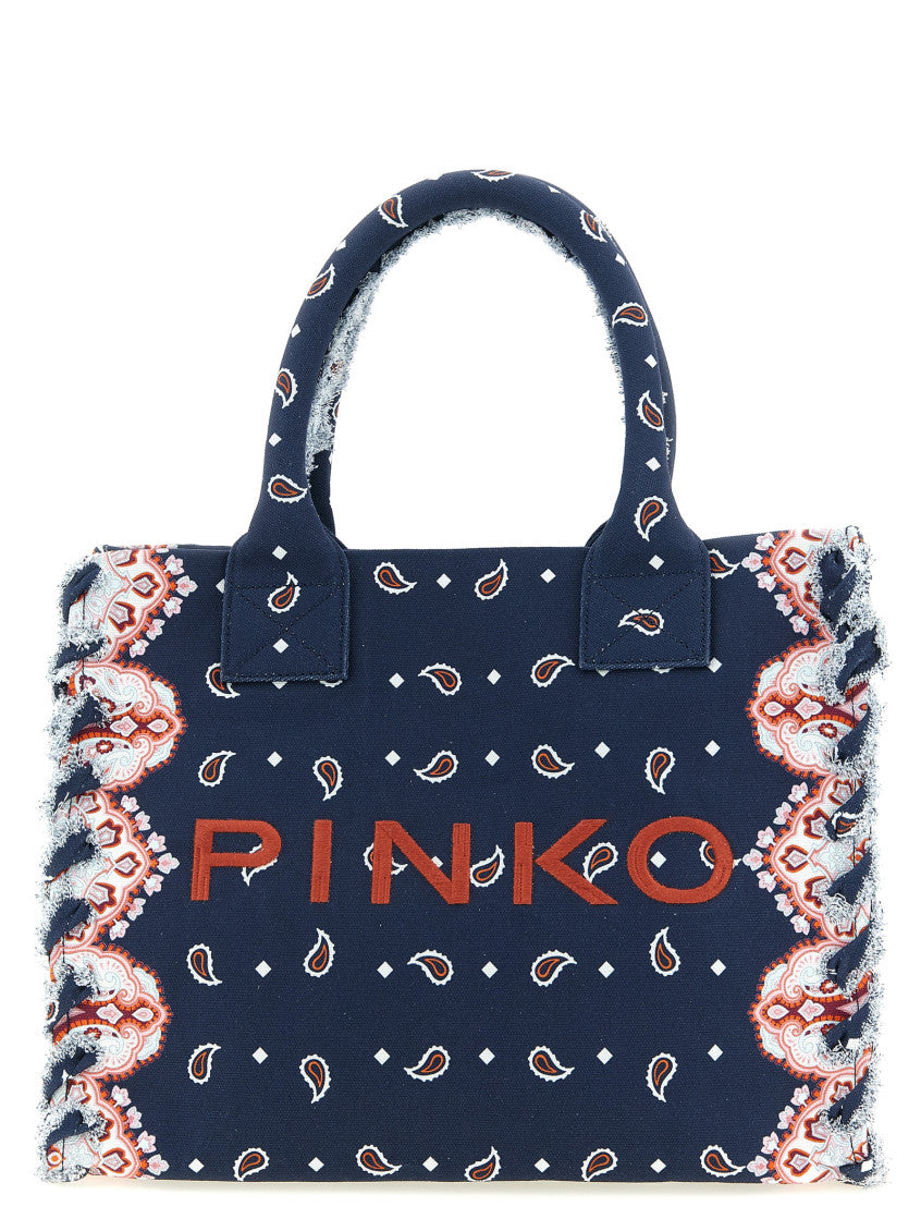 Blue Logo Top Zip Medium Tote 1