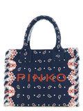 Blue Logo Top Zip Medium Tote 1
