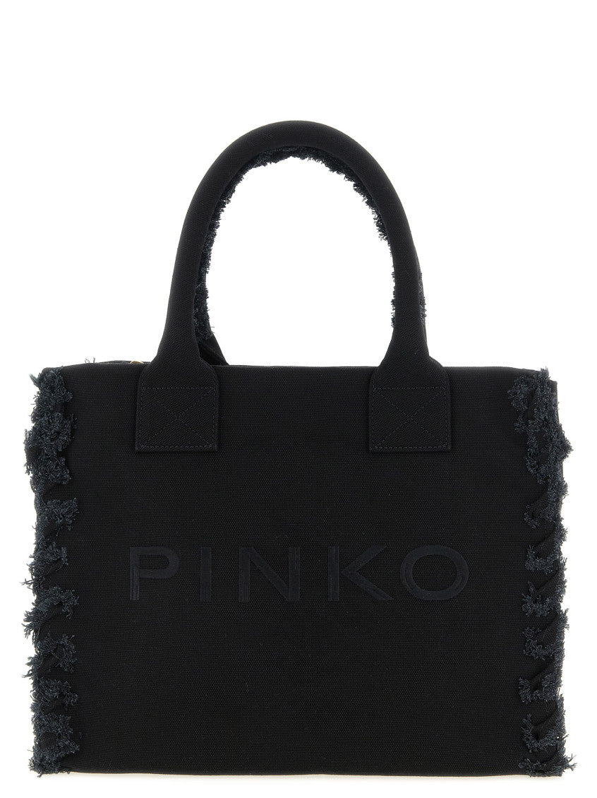 Black Logo Top Zip Medium Tote 1