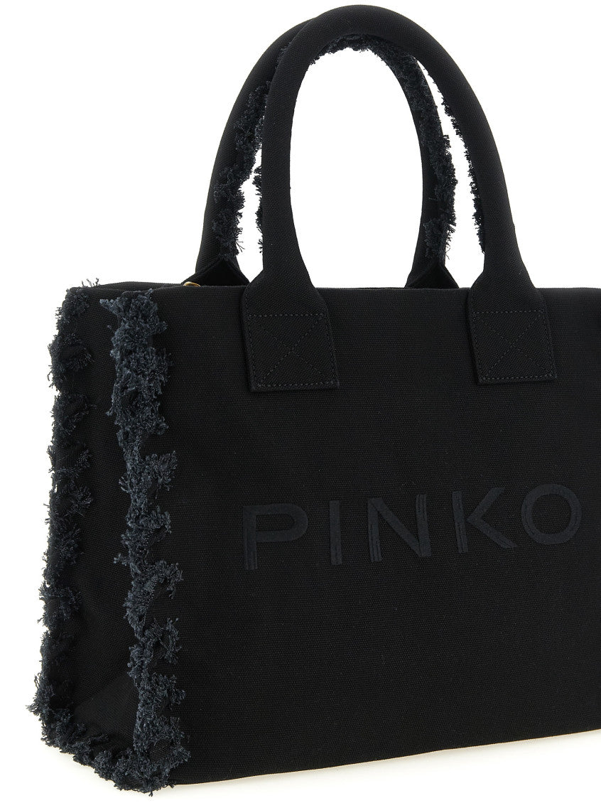 Black Logo Top Zip Medium Tote 3