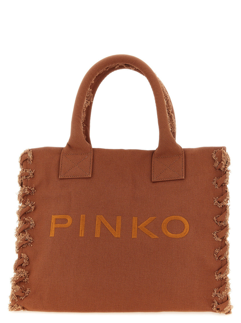 Brown Logo Top Zip Medium Tote 1