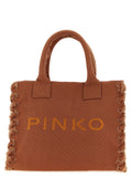 Brown Logo Top Zip Medium Tote 1