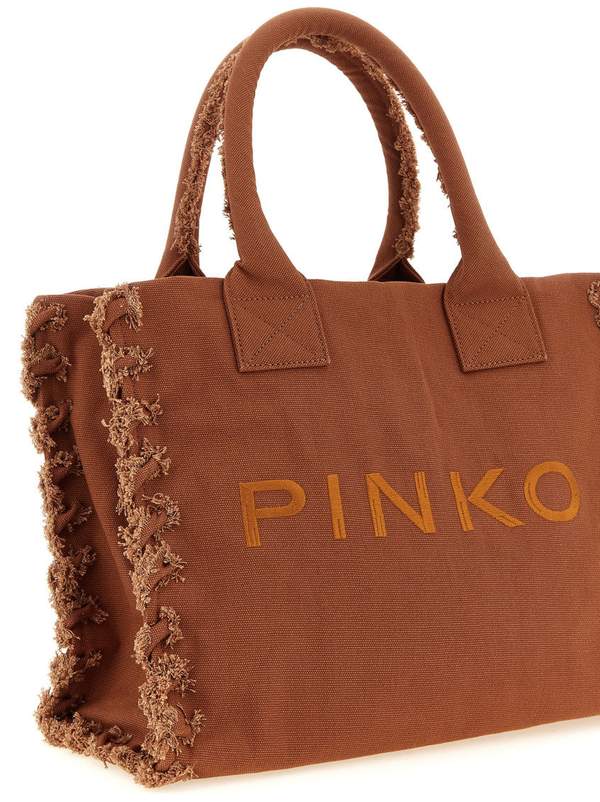 Brown Logo Top Zip Medium Tote 3