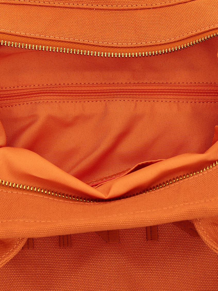 Orange Logo Top Zip Medium Tote 4