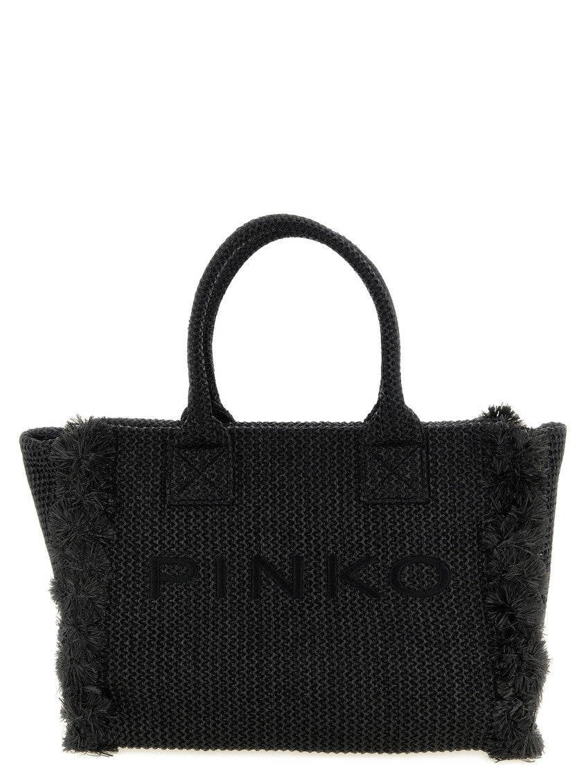 Black Logo Top Zip Medium Tote 1