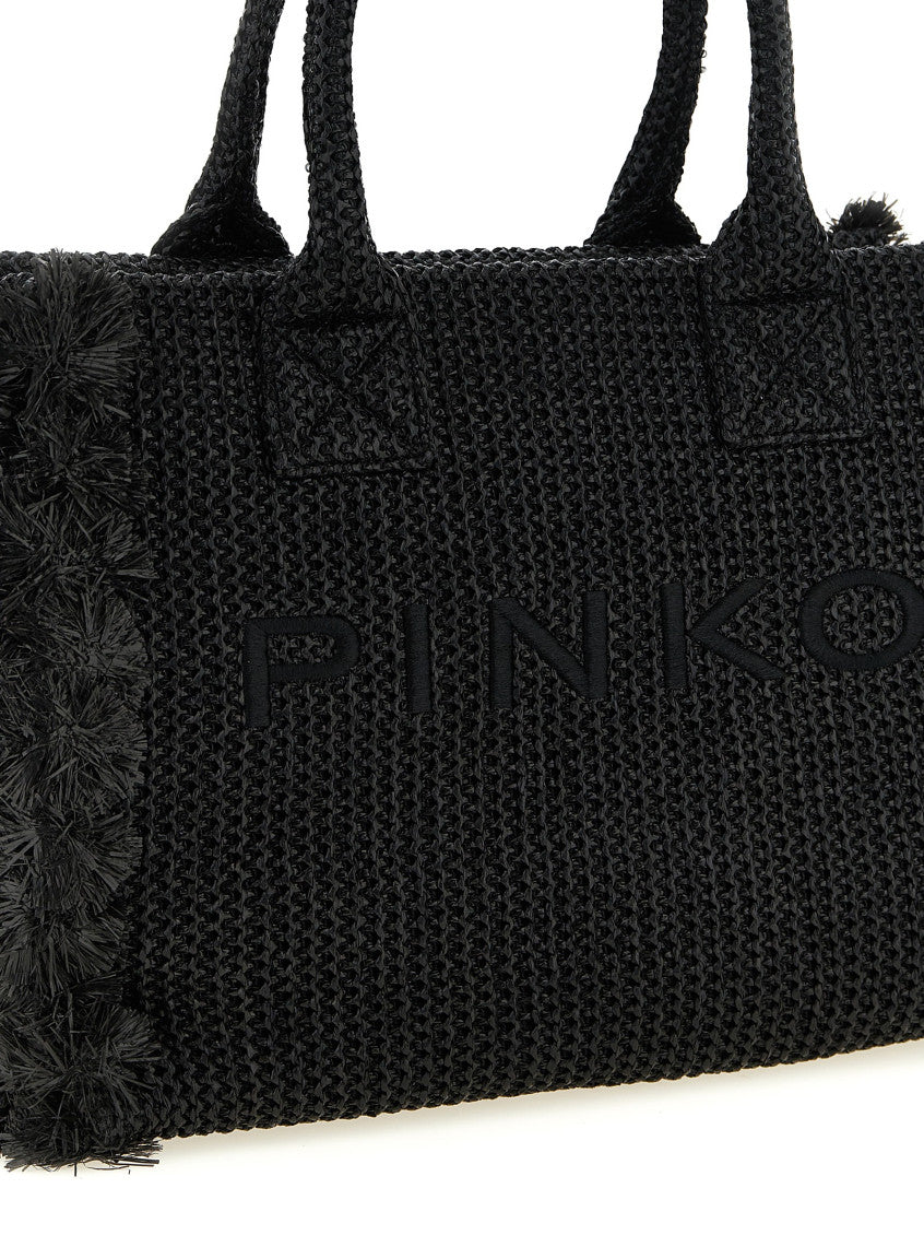 Black Logo Top Zip Medium Tote 3