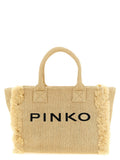 Natural Logo Top Zip Medium Tote 1